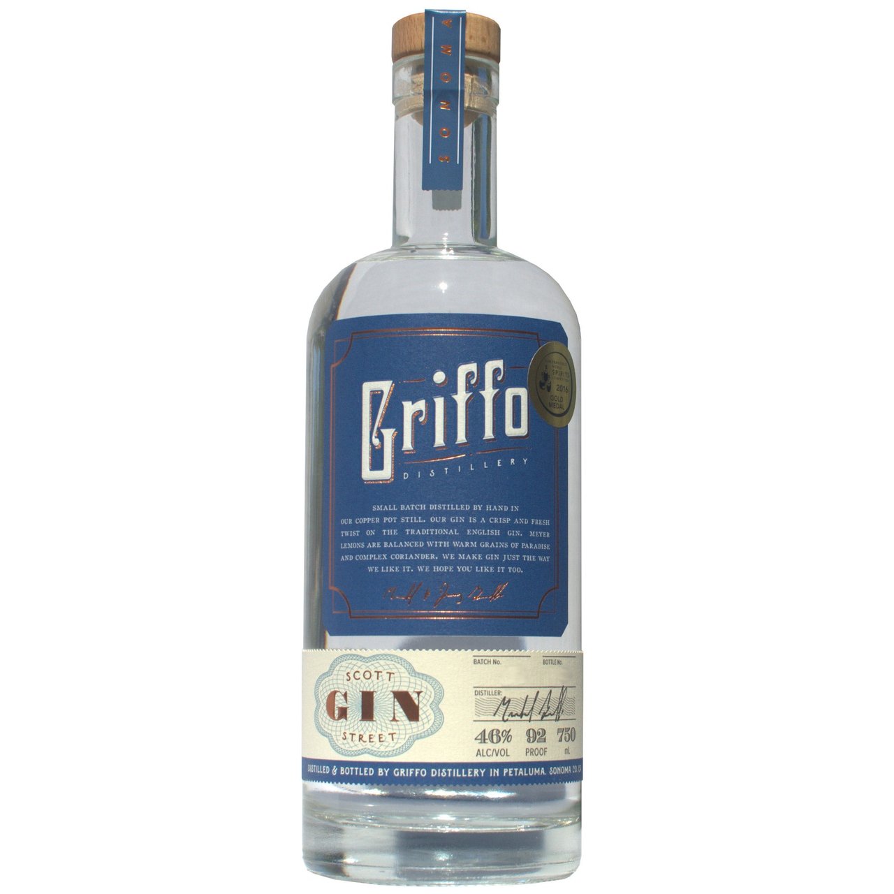Griffo Distillery Scott Street Gin 92 Proof, Petaluma, CA 750ML - Image 1