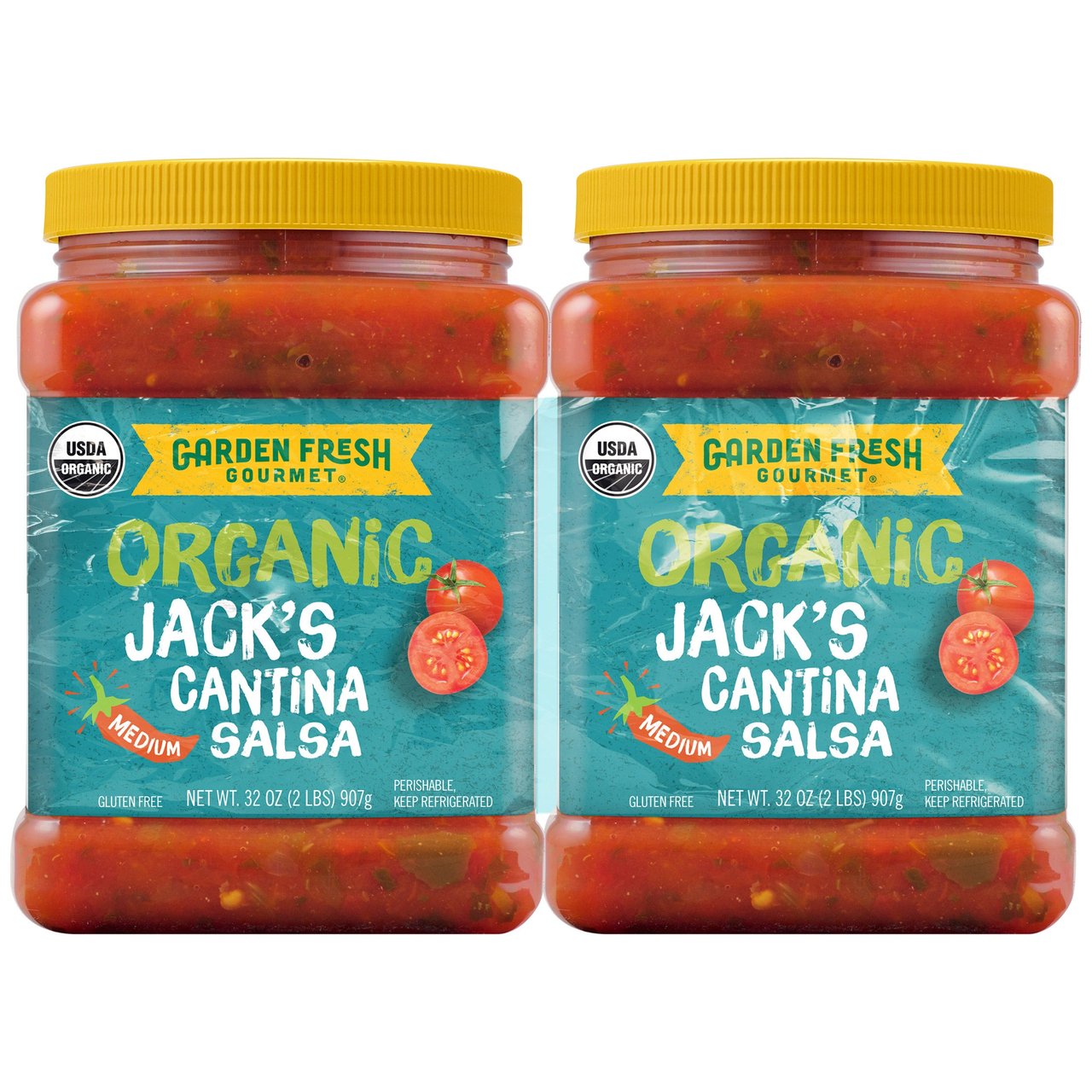 Organic Jack's Cantina Style Salsa, 2 x 32 oz (4 lbs) - Image 1