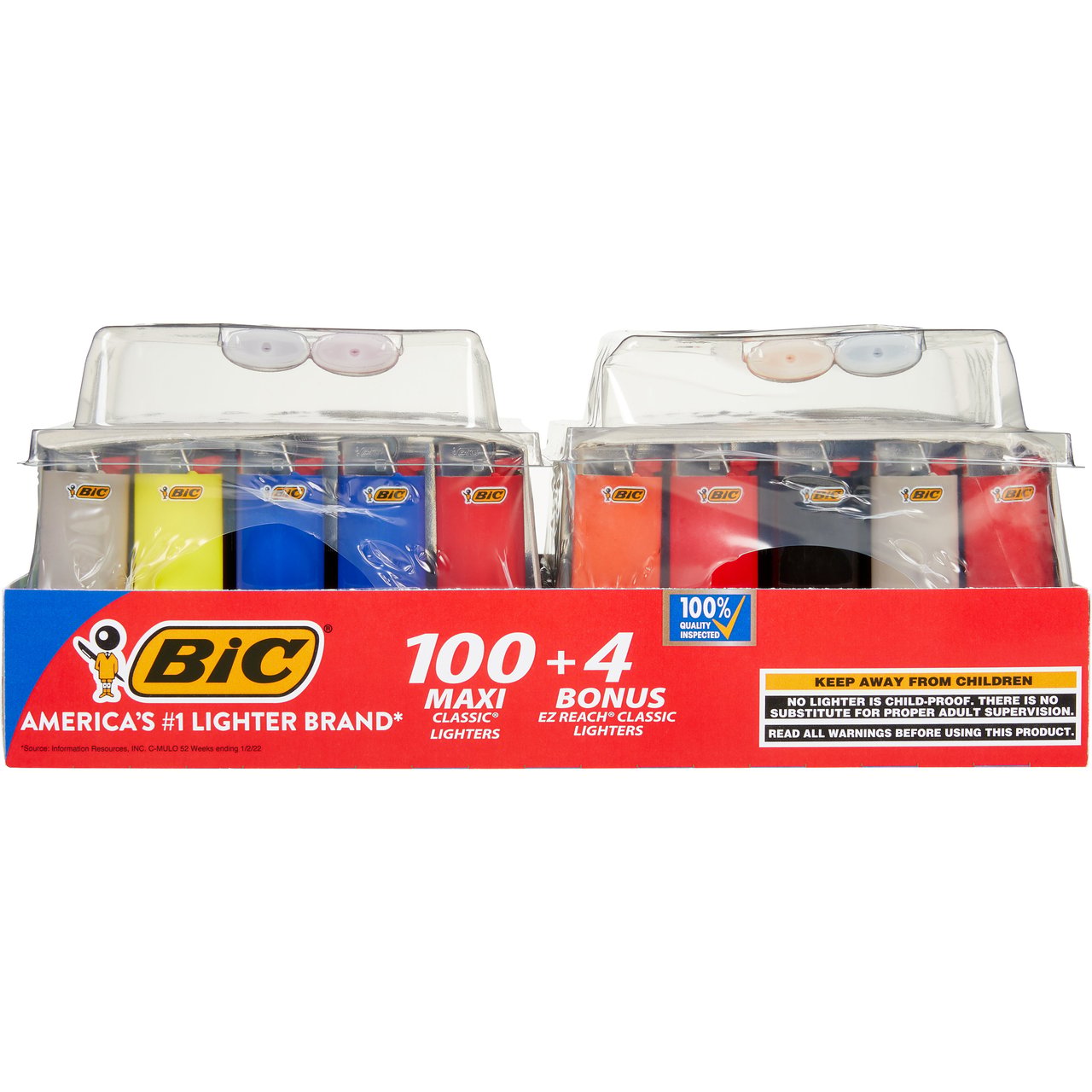BIC Maxi Classic Lighters, 100 CT + 4 Free EZ Reach - Image 1