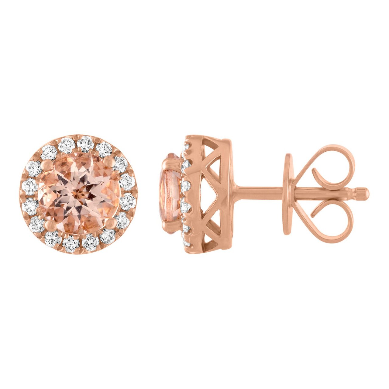 14kt Rose Gold .23 CTW VS2, I Diamond and Morganite Earrings - Image 1