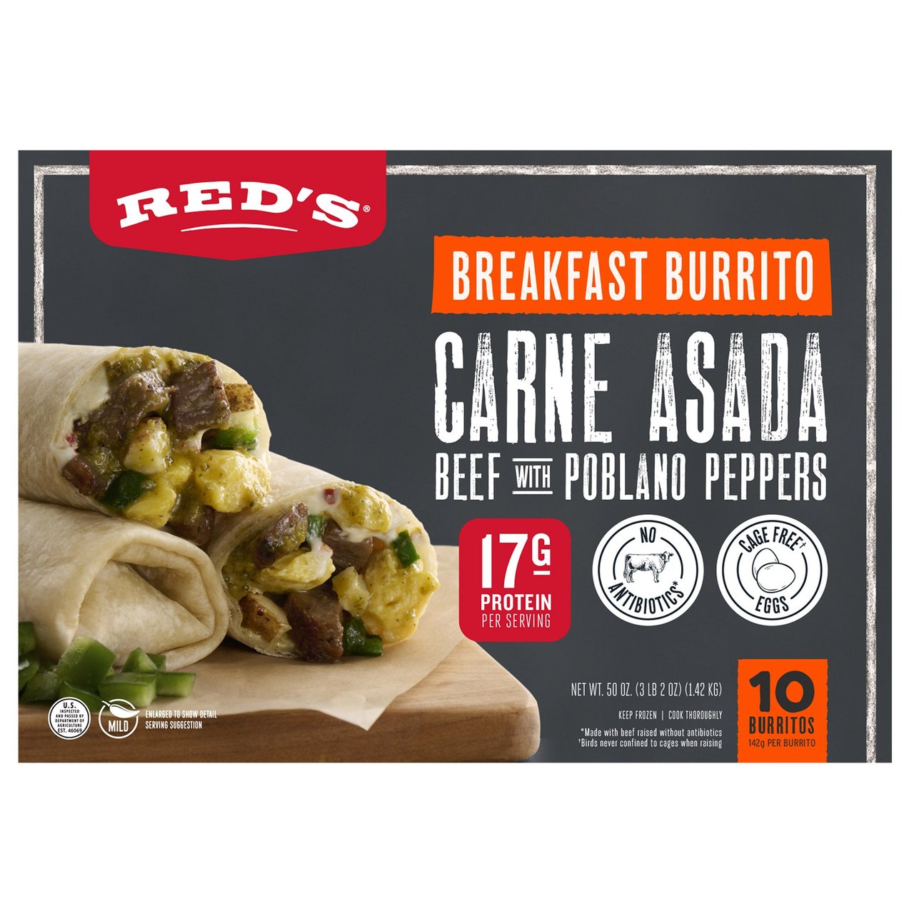 Red's Breakfast Carne Asada Burrito 10/5 oz - Image 1
