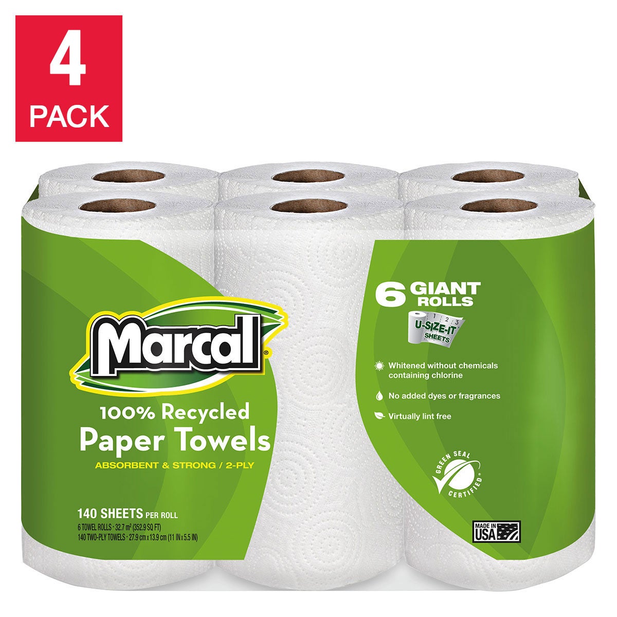 Marcal Perforated Paper Towels, Maxi Roll, 24 Rolls - Image 1