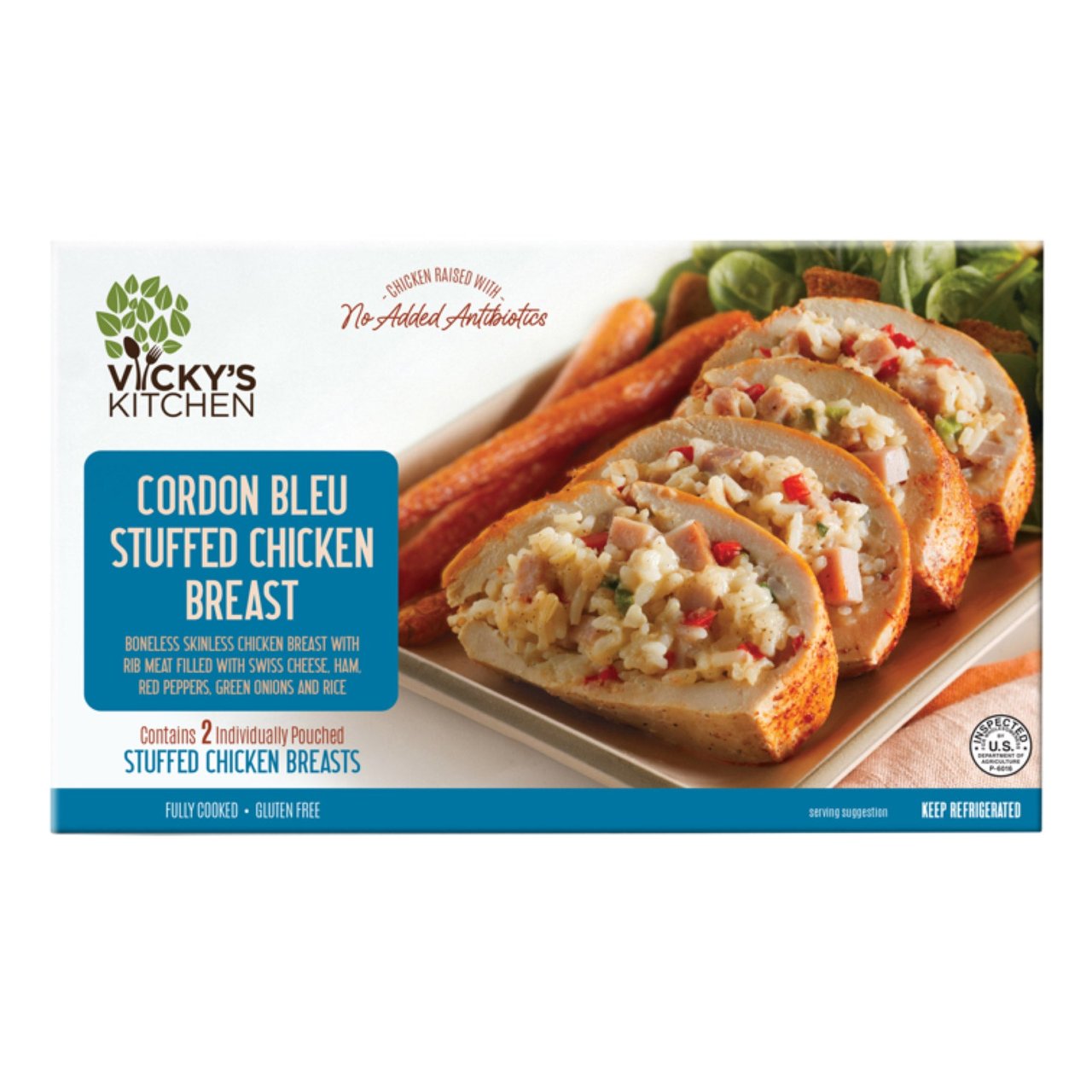 Vicky's Kitchen ABF Cordon Bleu Stuffed Chicken Breast (Per Lb)