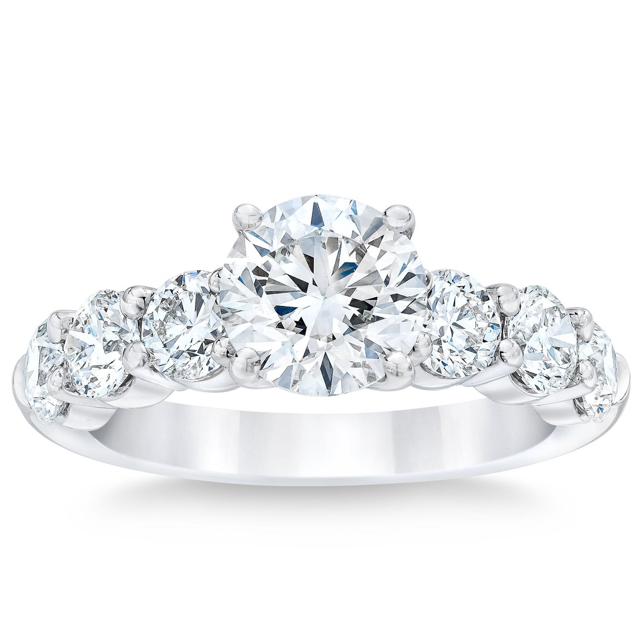3.00ctw Round Diamond Platinum Ring 1.50ct Center VS2 I Size 7 - Image 1