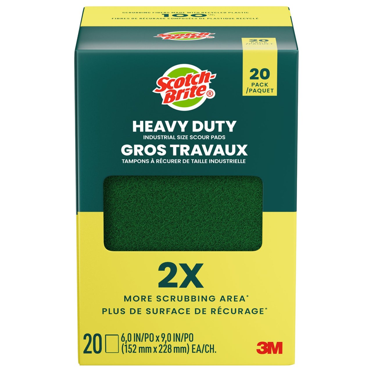 3M Scotch-Brite Heavy Duty Scour Pad, 20 Count