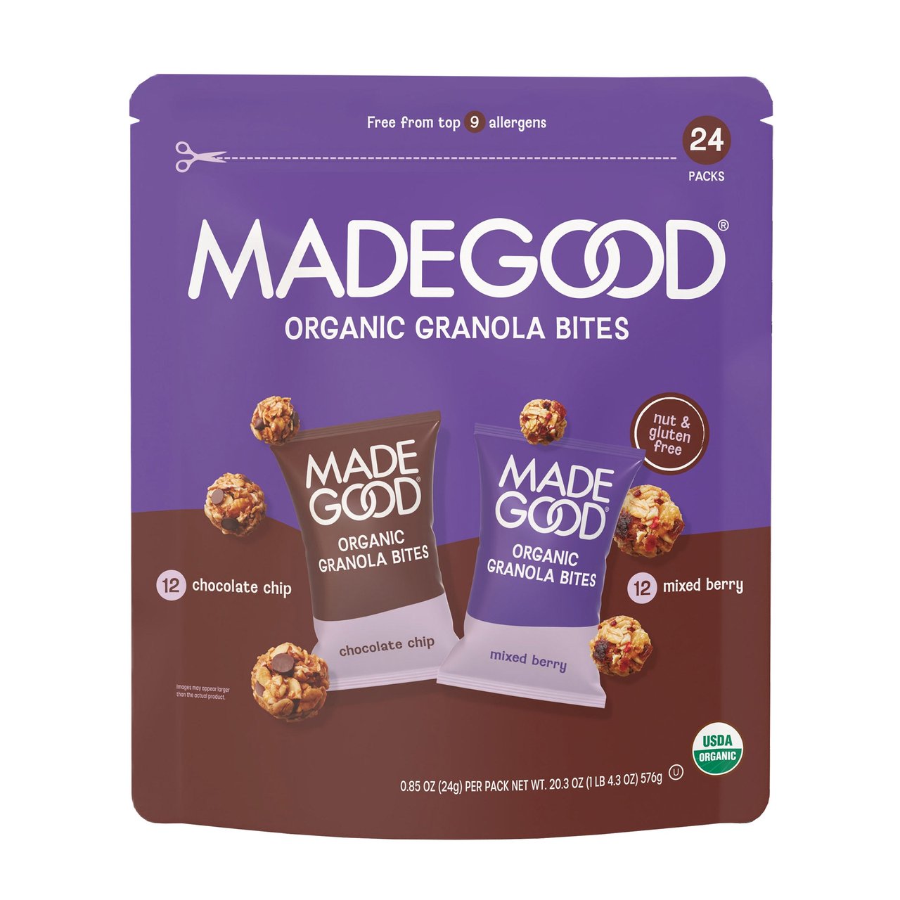 MadeGood Organic Granola Minis, Variety Pack, 0.85 oz, 24-count - Image 1