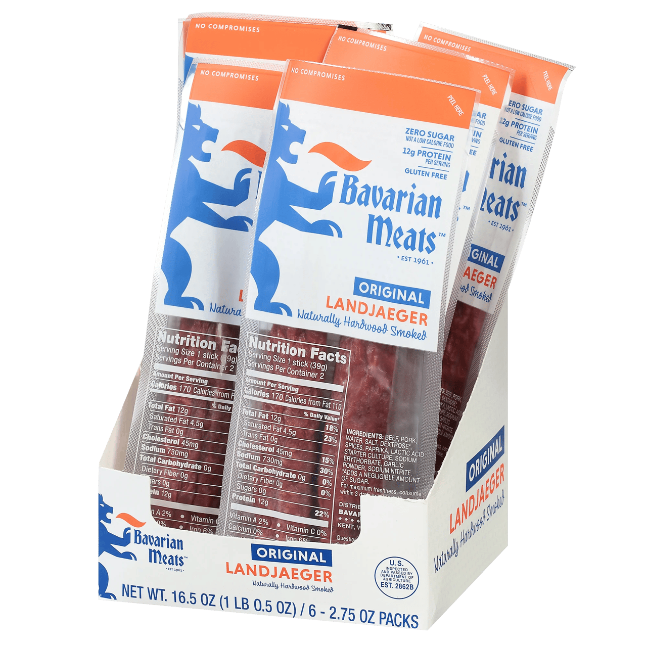 Bavarian Meats Original Landjaeger 6 CT / 2.75 oz - Image 1