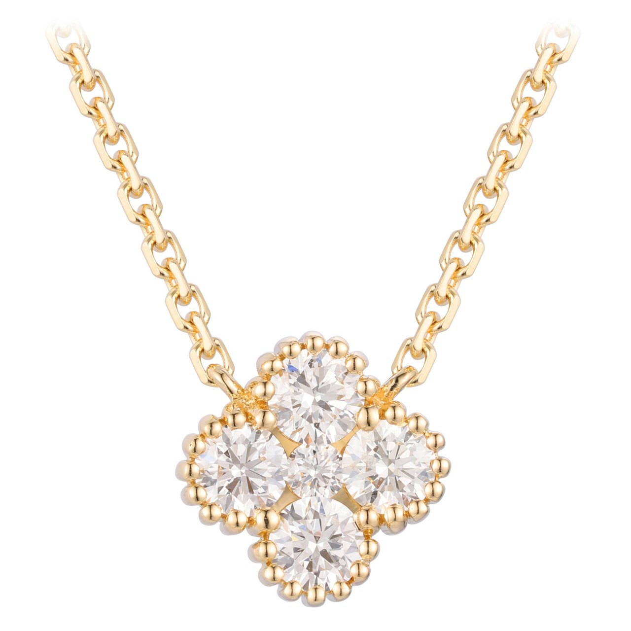14KT YELLOW GOLD VS2 I 0.33CTW ROUND DIAMOND CLOVER NECKLACE - Image 1