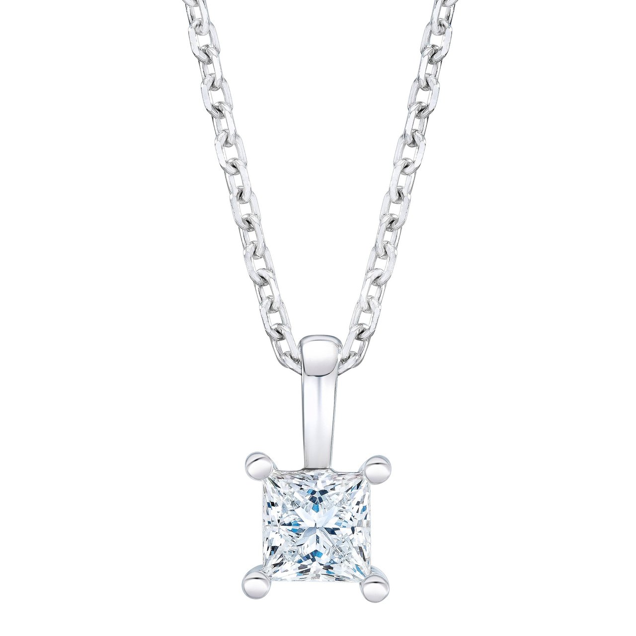 14kt White Gold VS2 I Color 0.50 CTW Princess Cut Diamond Pendant - Image 1