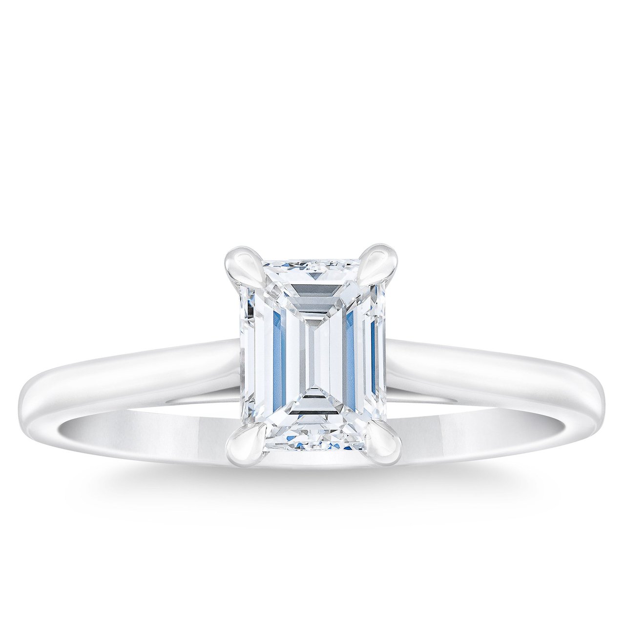 1.00 CT Emerald Cut Platinum Solitaire Ring VVS2 D Color - Image 1