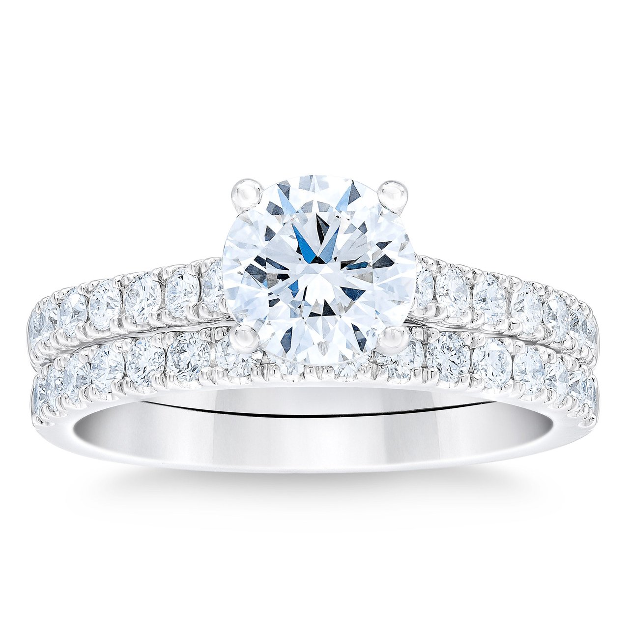 2.05 CTW Round Diamond Platinum Wedding Set, 1.32 CT Center, VS2, G - Image 1