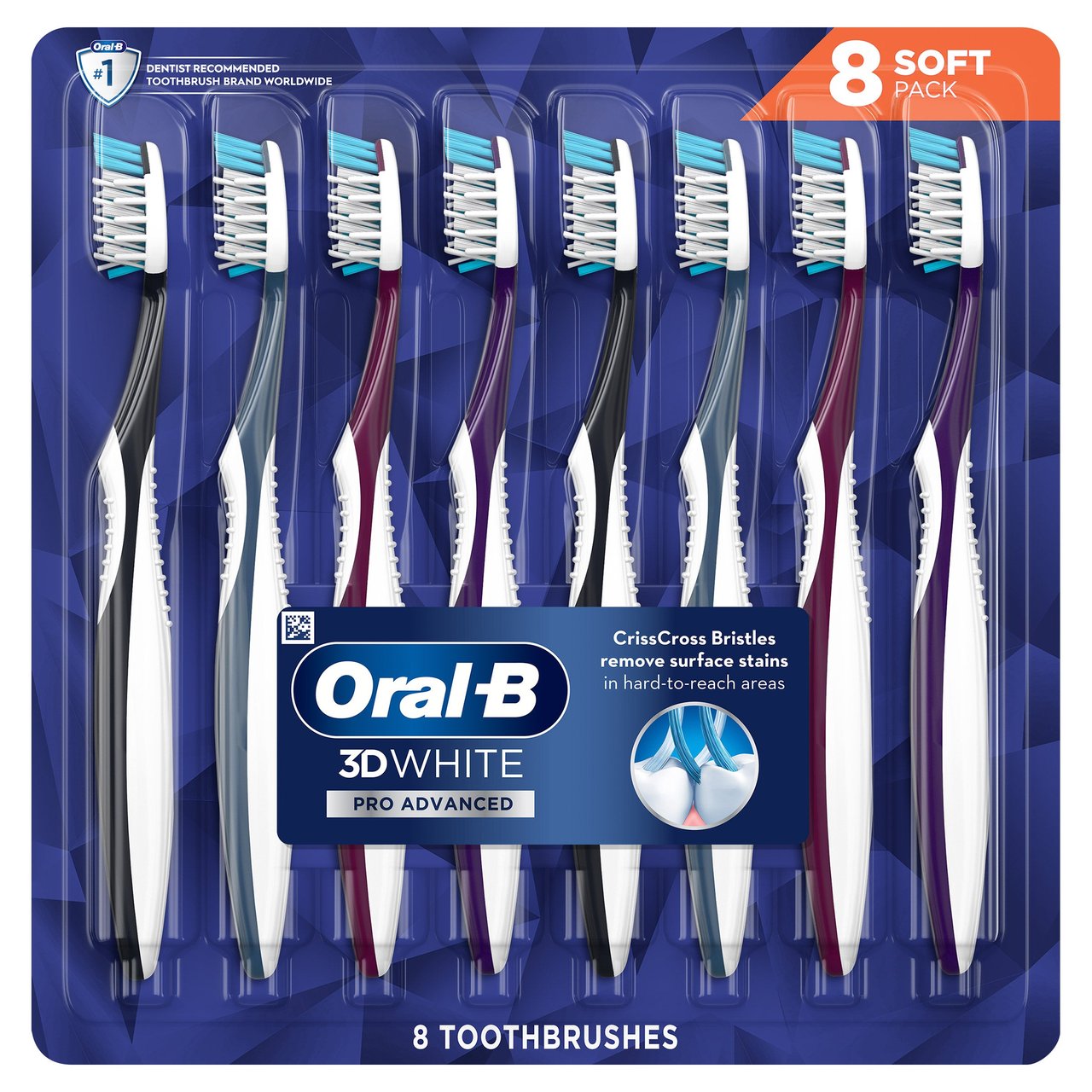 Oral-B 3D White Toothbrush with CrissCross Bristles, 8 Count