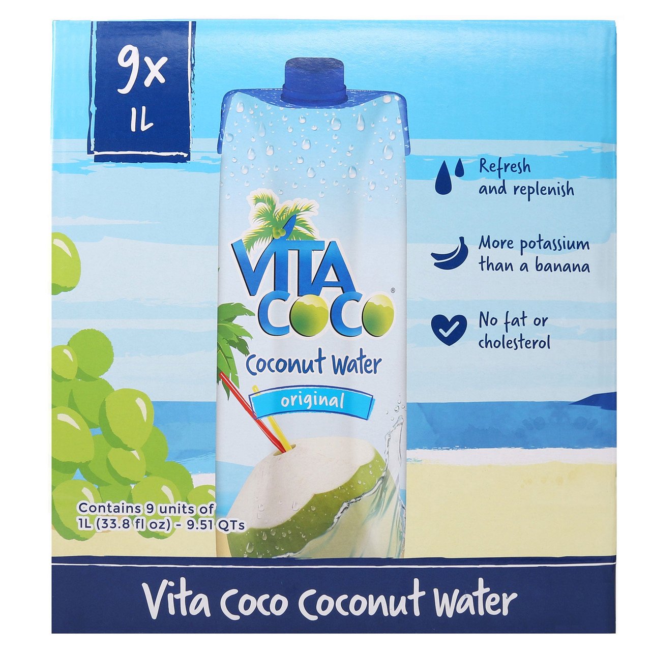 Vita Coco Coconut Water 9/1 Liter Bottles - Image 1