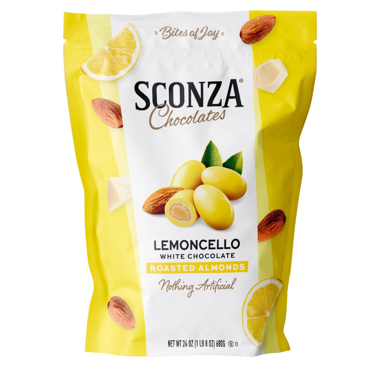 Sconza Chocolates Lemoncello Almonds 24 Ounce Bag - Image 1