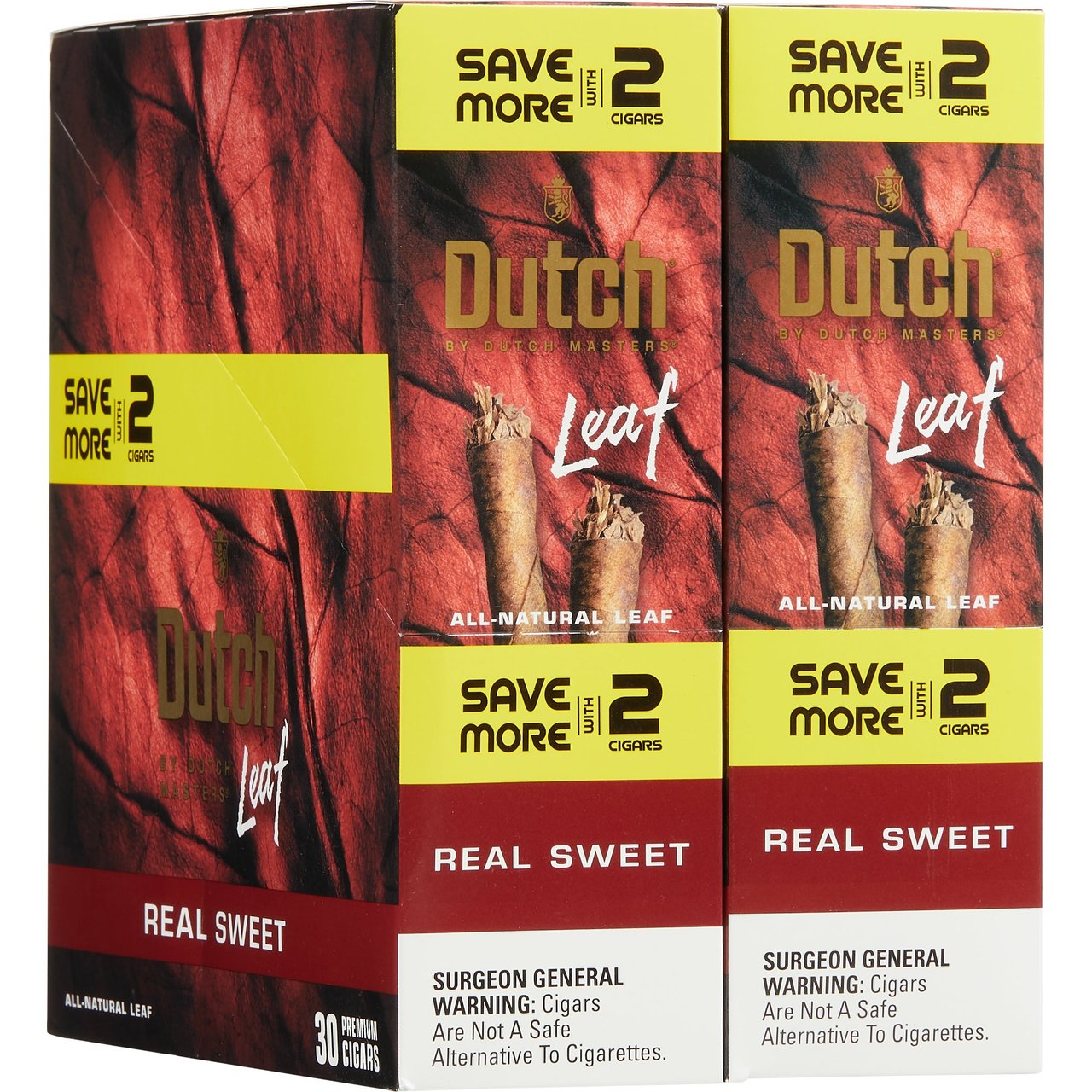 Dutch Leaf Real Sweet Cigarillos - 30 Packs of 2