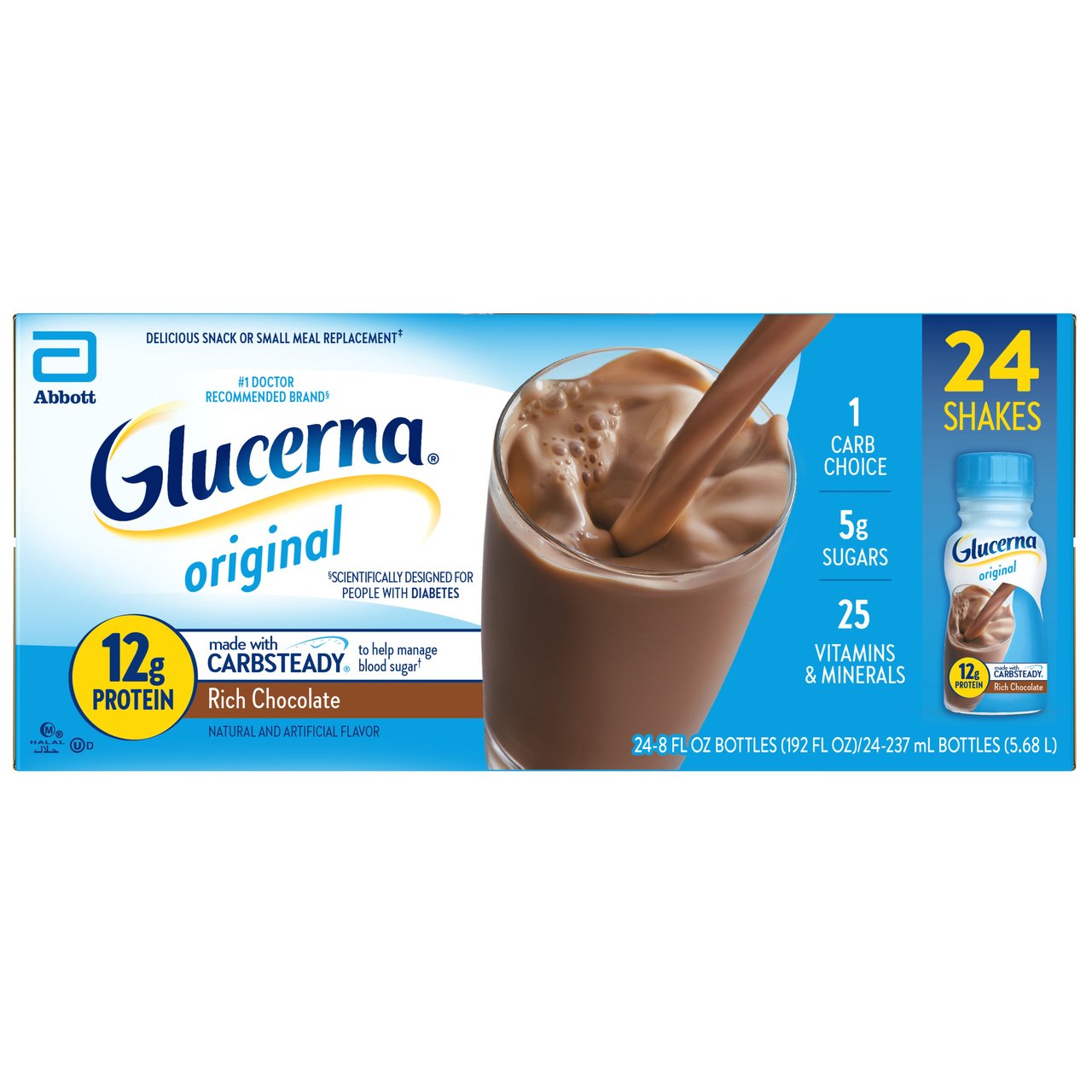 Glucerna Original Shake Rich Chocolate, 24 Count - Image 1