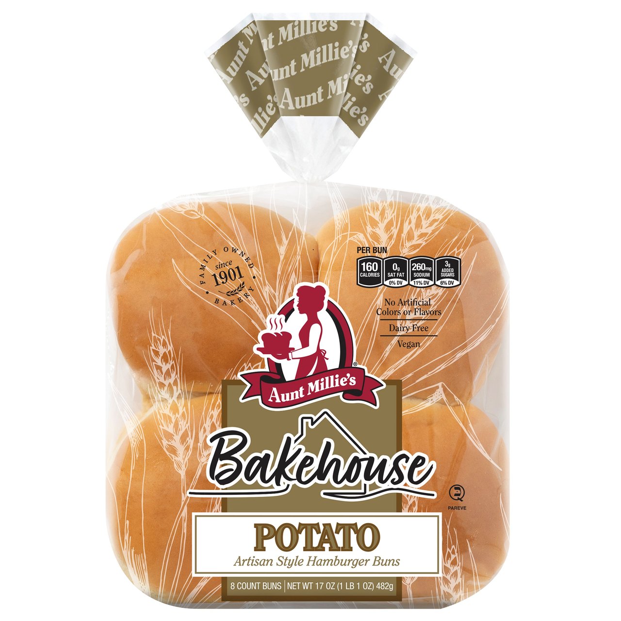 Aunt Millie's Potato Hamburger Buns, 8 CT - Image 1