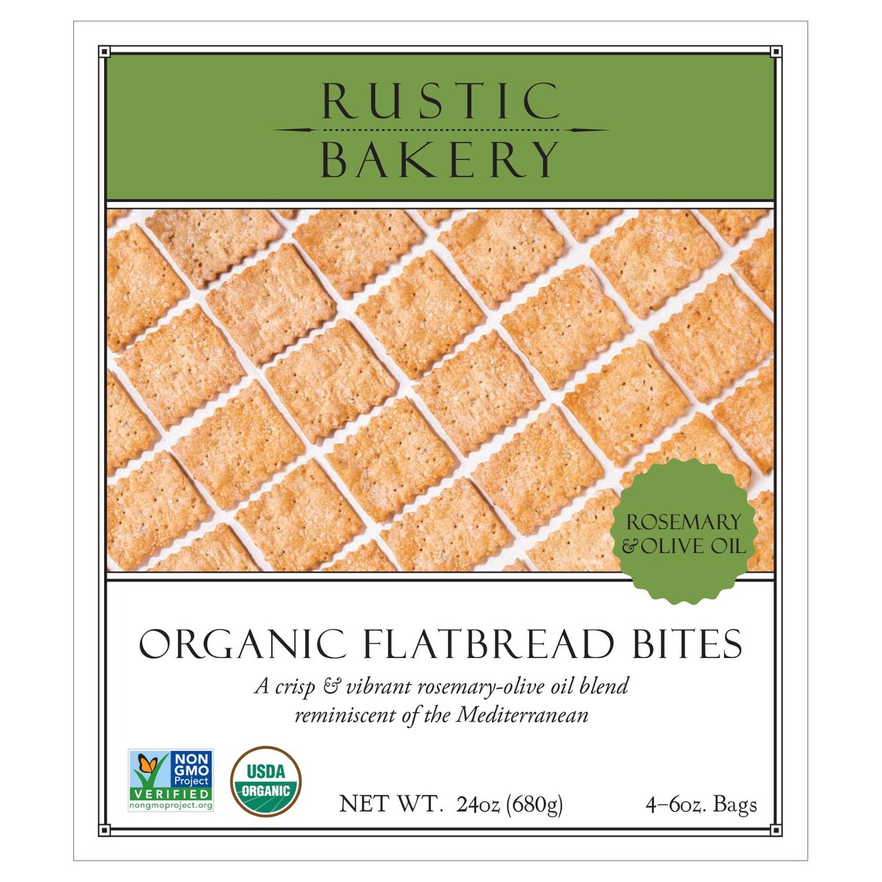 Organic Rustic Bakery Rosemary & Olive Oil Flatbread Bites, 24 Ounces - Image 1