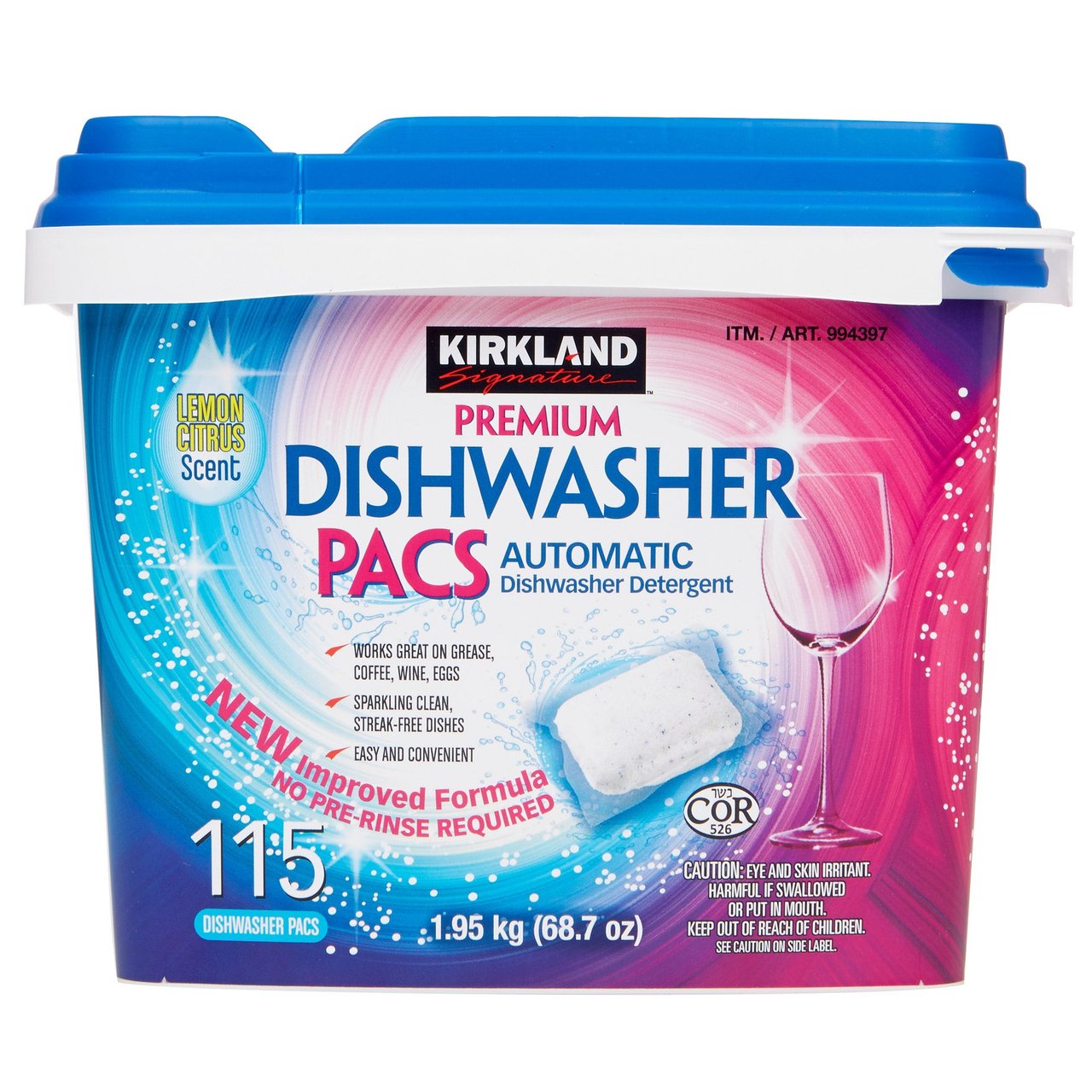 Kirkland Signature Platinum Performance UltraShine Dishwasher Detergent Pacs, 115 Count - Image 1