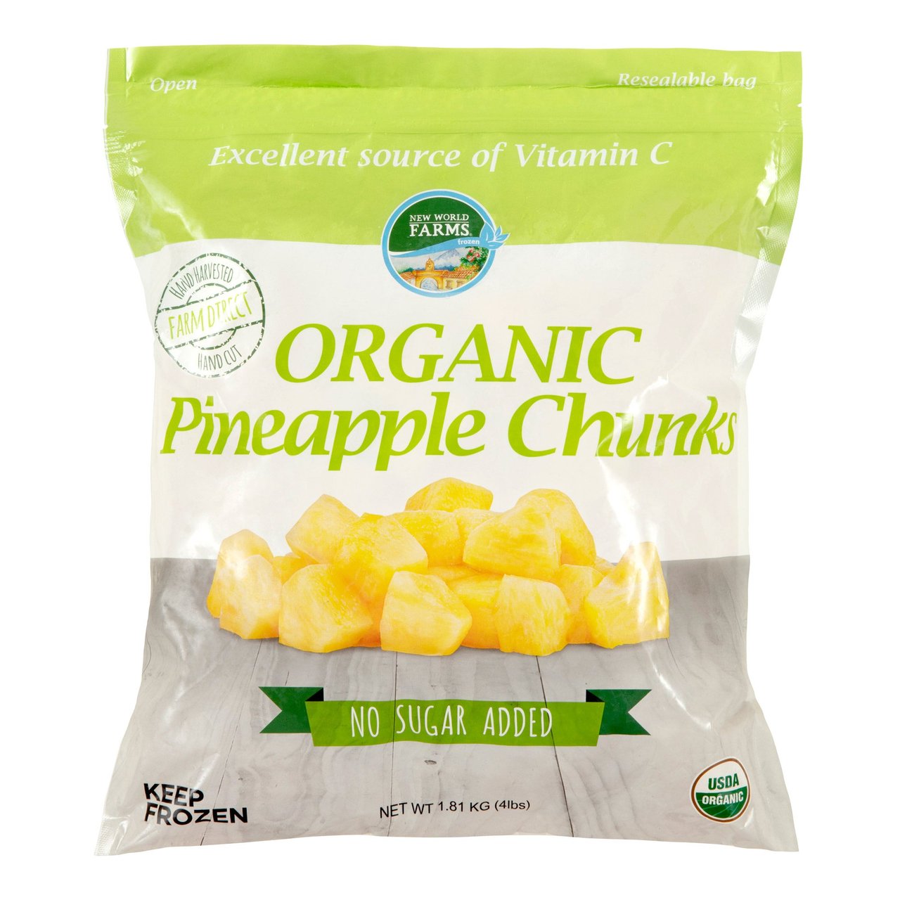 New World Farms Organic Pineapple Chunks, 4 lbs - Image 1