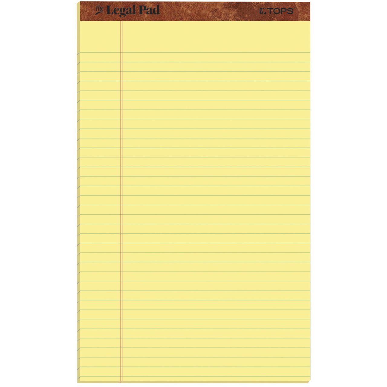 TOPS The Legal Pad Writing Pads, 8-1/2" x 14", Canary, Legal Rule, 50 Sheets, 12 Pack - Image 1
