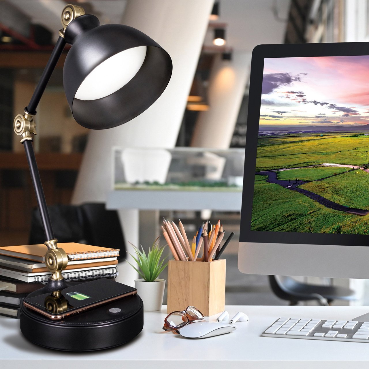 OttLite LED Desk Lamp with Wireless Charging Base - Image 1