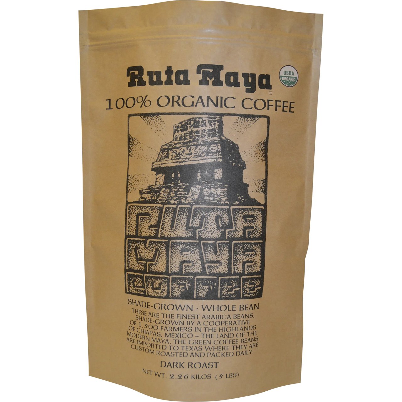 Ruta Maya Organic Dark Roast Whole Bean Coffee 80 oz (5 lbs)