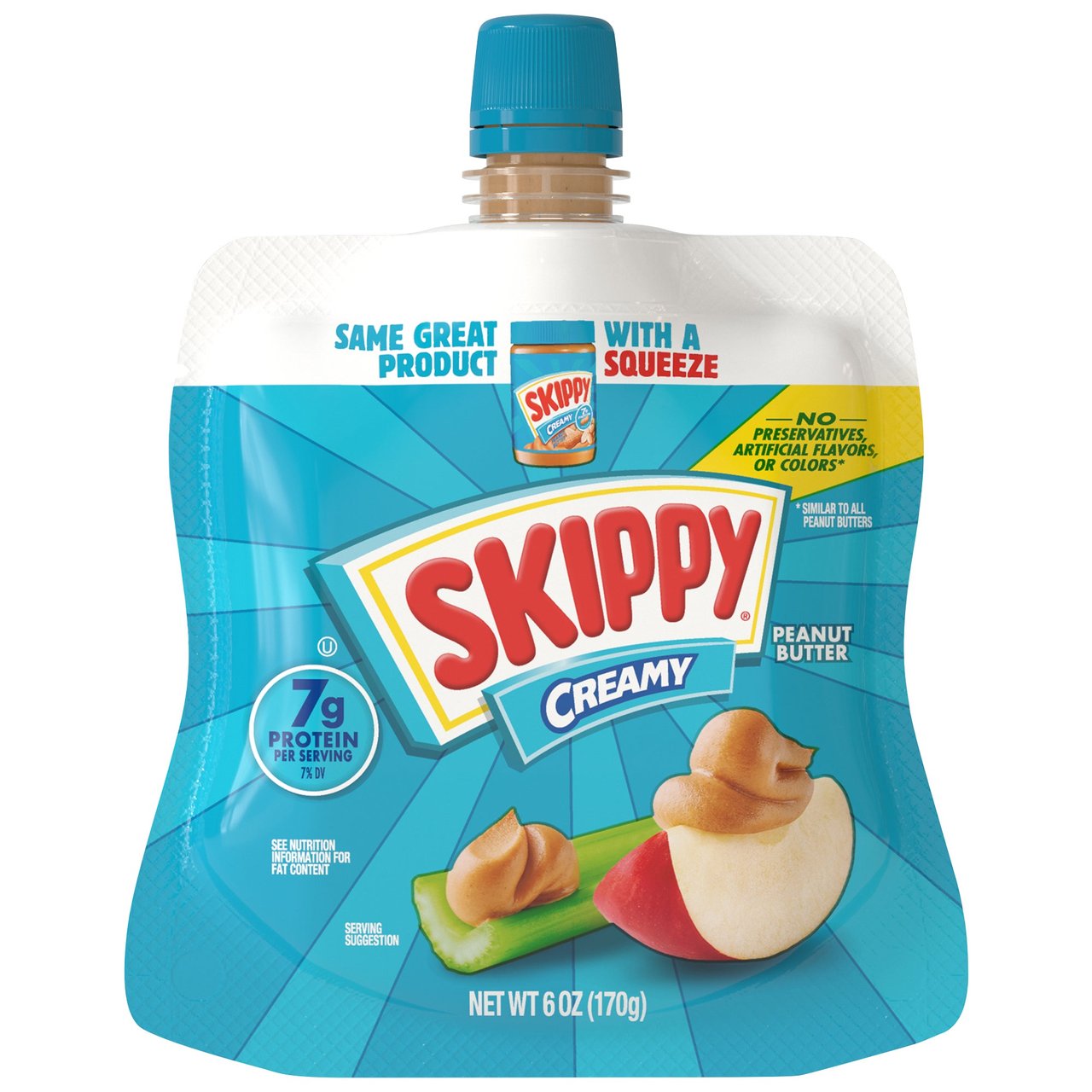 Skippy Creamy Peanut Butter Squeeze Pack, 6-Pack (6 x 6 oz)