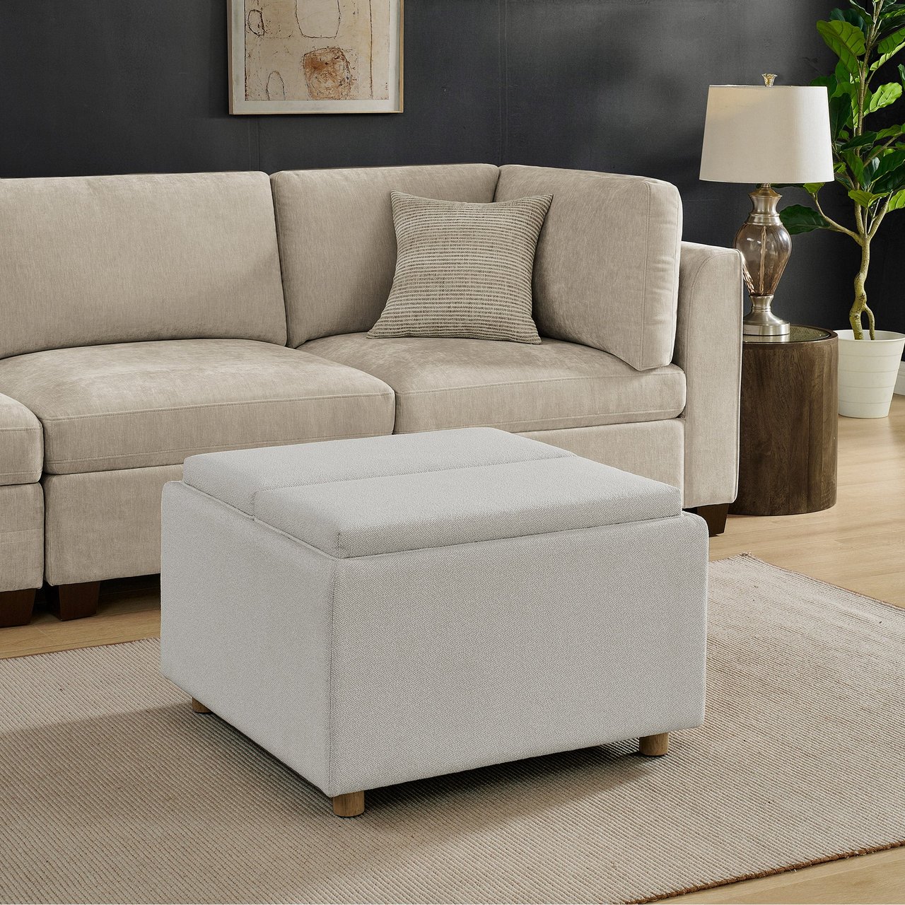 Henredon Sona Fabric Storage Ottoman - Image 1
