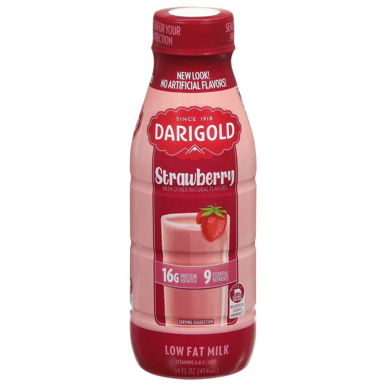 Darigold 1% Strawberry Milk, 12 ct / 14 FL OZ - Image 1