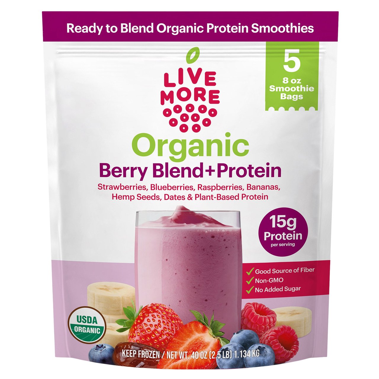 Organic LiveMore Berry Protein Blend 2.5 Pound Bag - Image 1