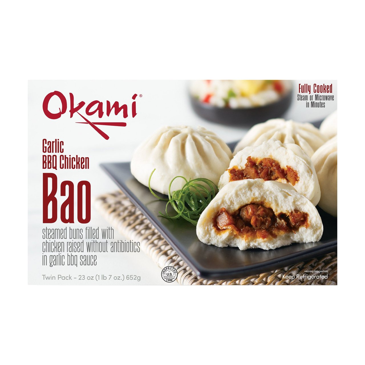 Okami Garlic BBQ Chicken Bao 23oz (1.437 lbs) - Image 1