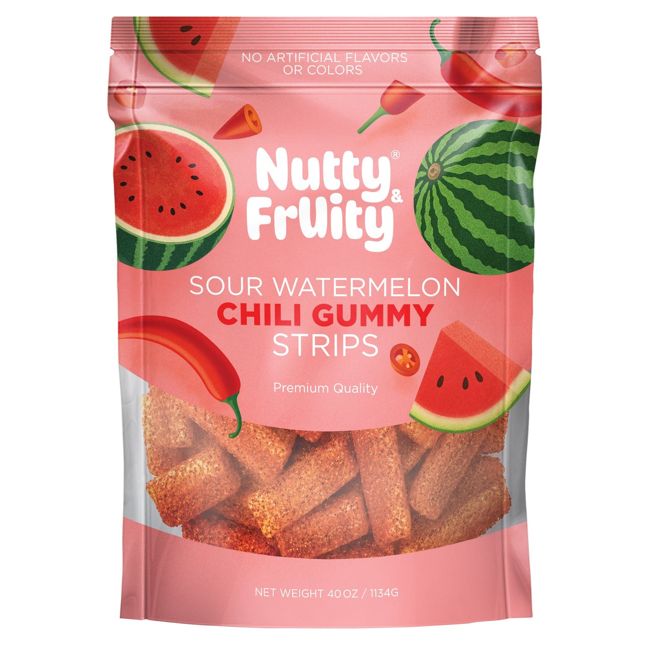NUTTY & FRUITY SOUR CHILI WATERMELON 40 OZ NET WT - Image 1