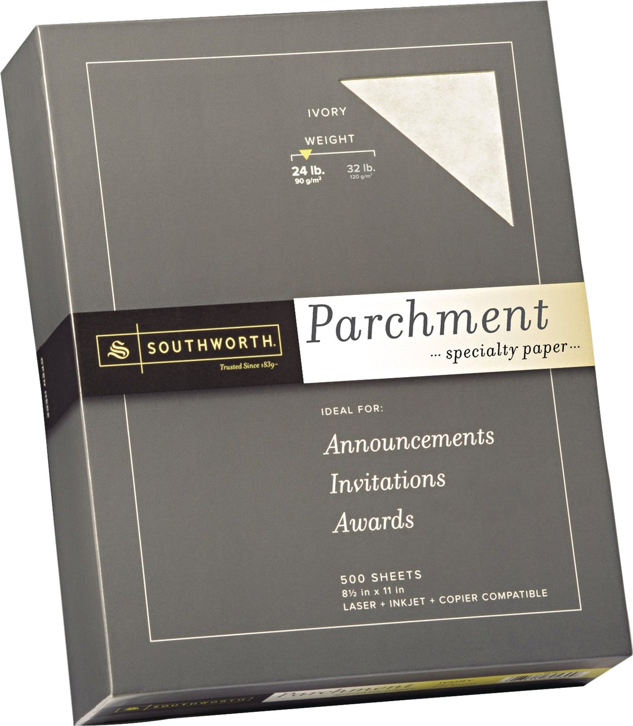 Southworth Parchment Specialty Paper, 8.5" x 11", 24 lb., Ivory, 500 Sheets