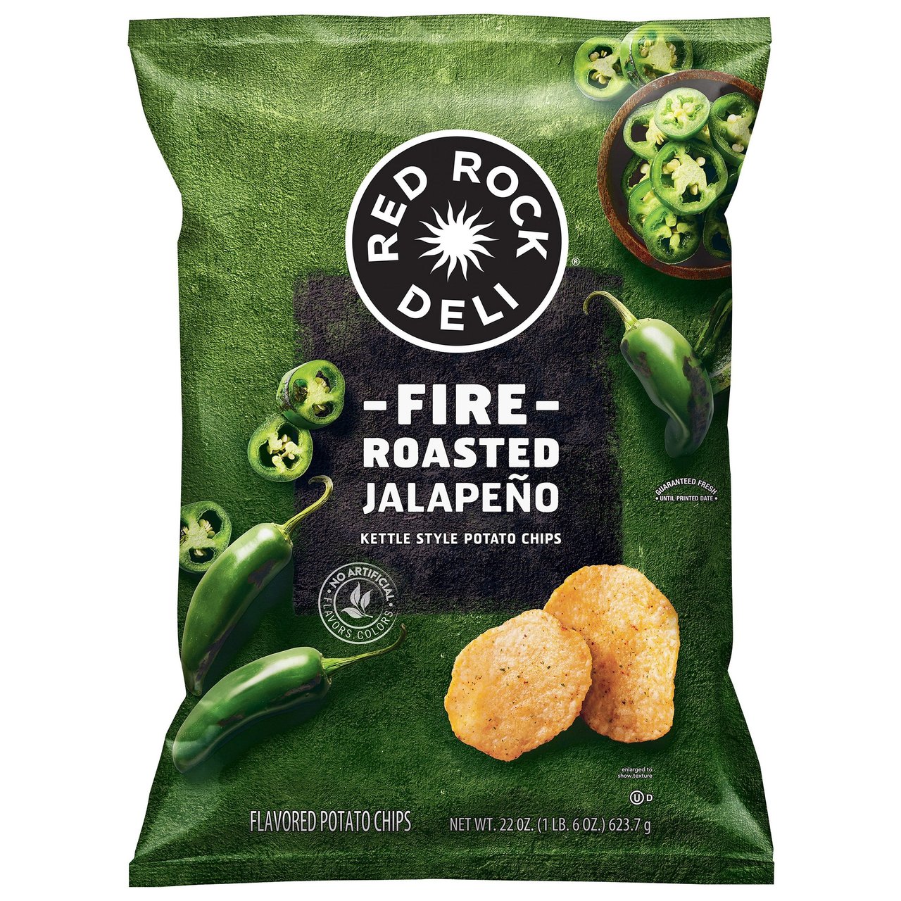 Red Rock Deli Fire Roasted Jalapeno Kettle Chips 22 oz - Image 1