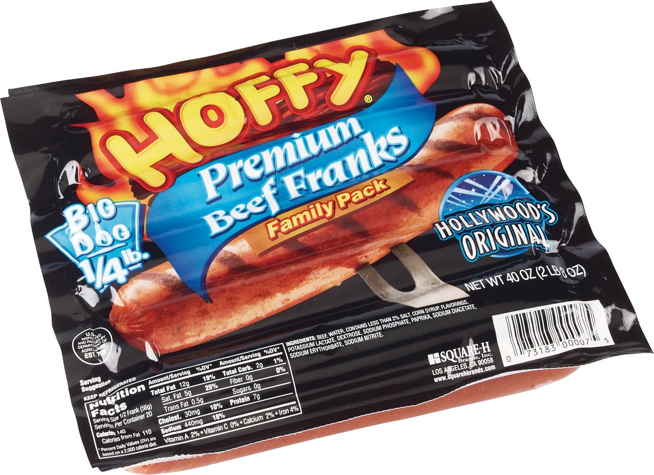 Hoffy 6-3/4" Premium Beef Franks, 2.5 lbs