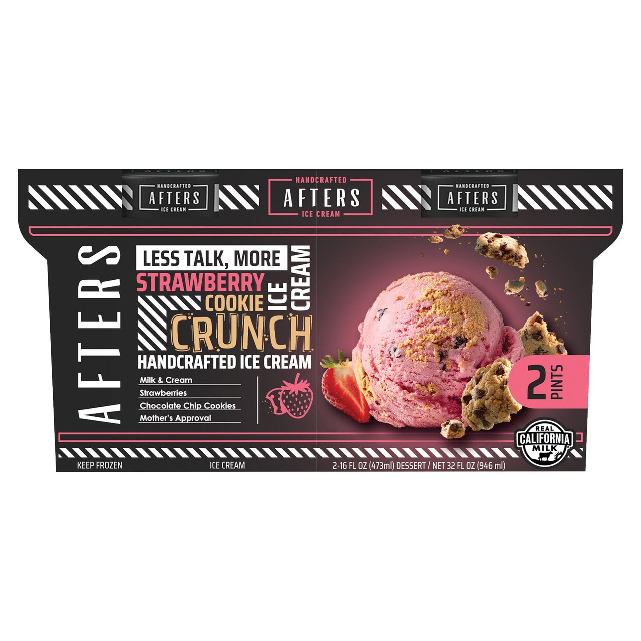 Afters Strawberry Cookie Crunch Ice Cream Pints, 2/16 oz - Image 1