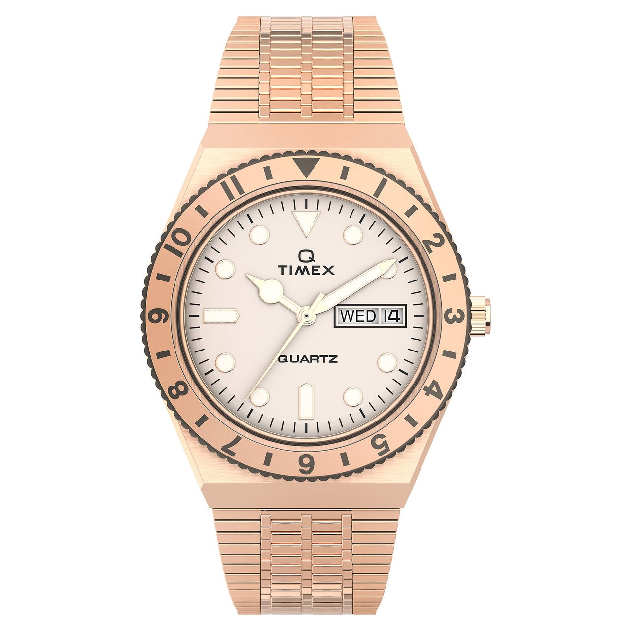 Timex Q Rose Gold-Tone Case Quartz Ladies Watch - Image 1