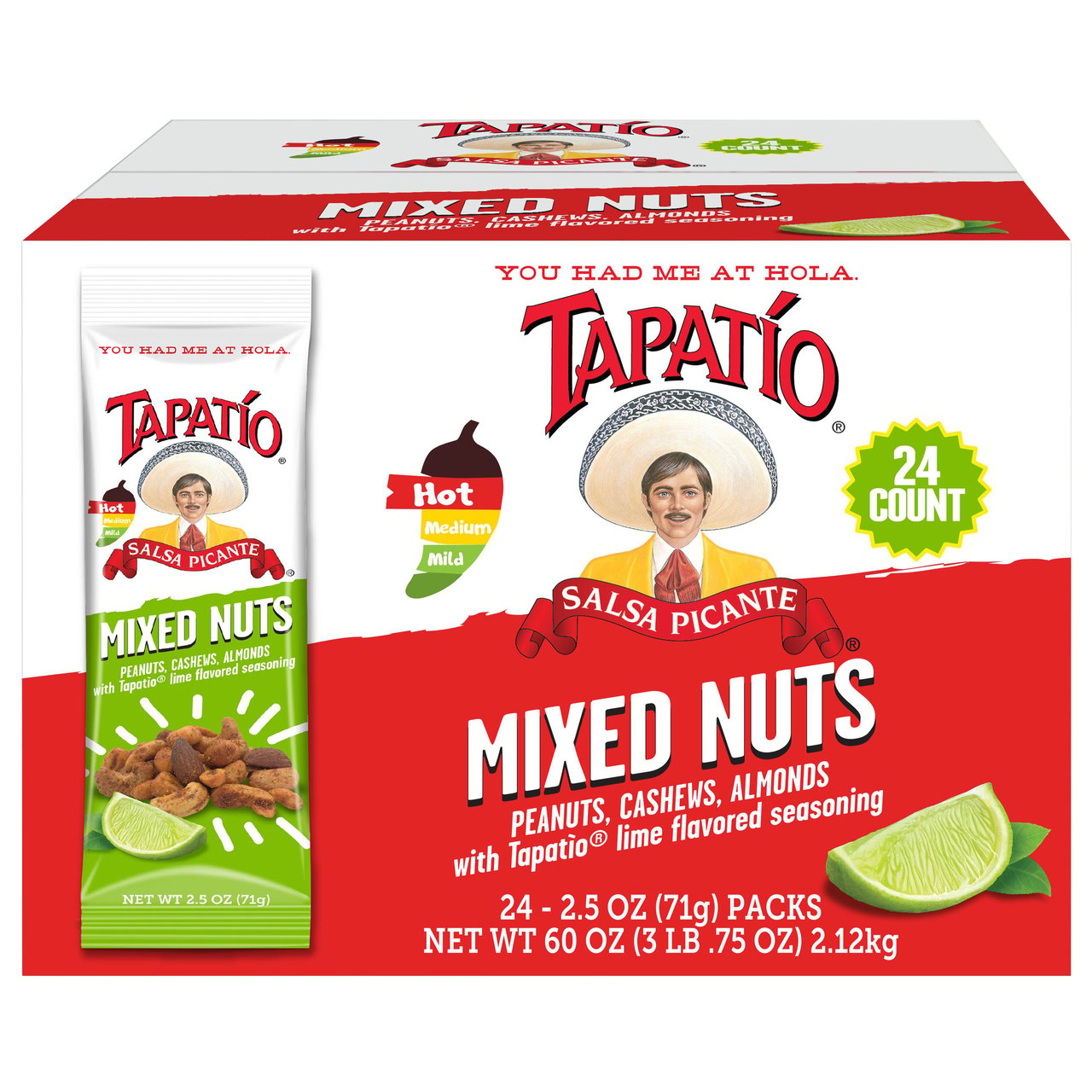 Tapatio Spicy Mixed Nuts, 24-Count / 2.5 oz - Image 1