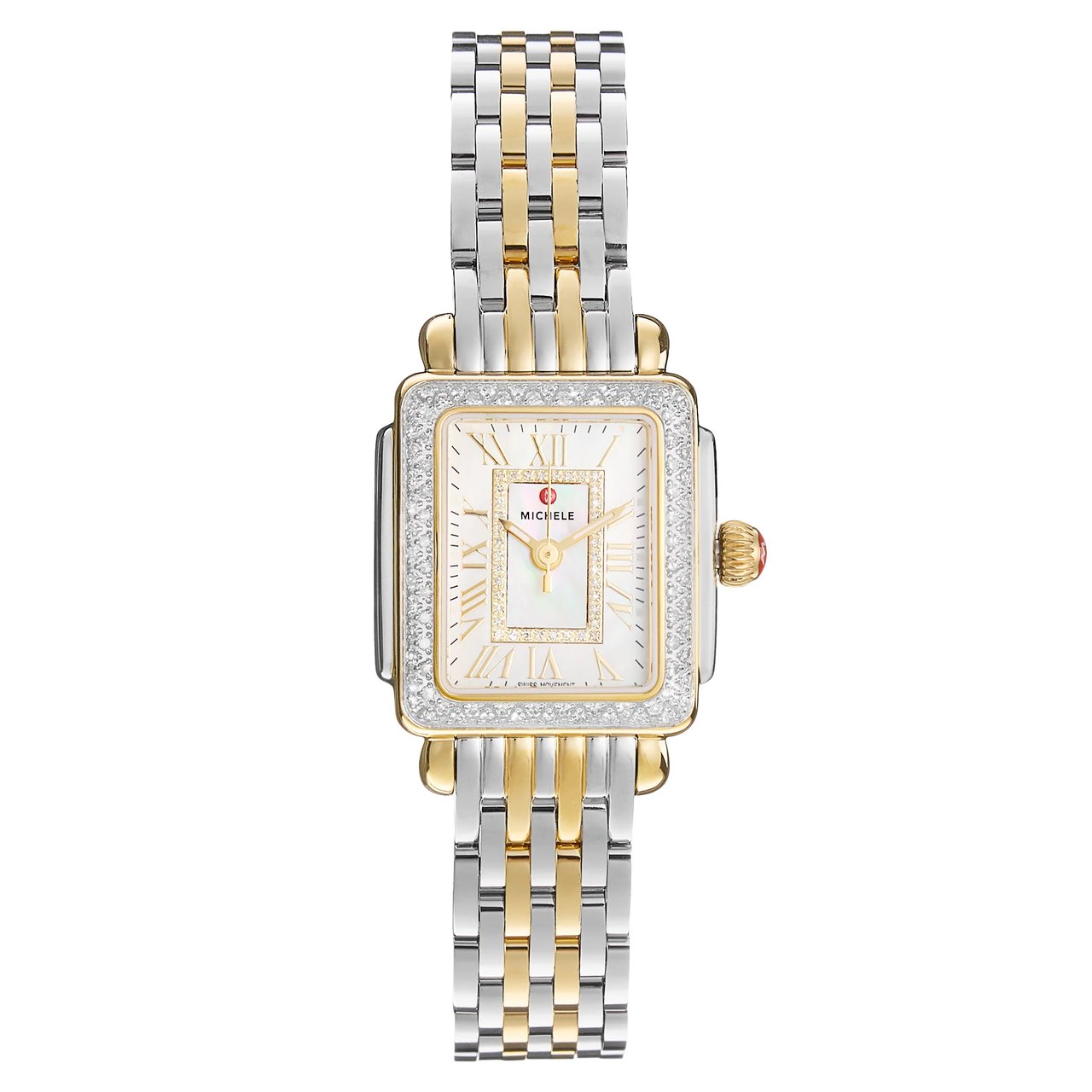 Michele Deco Park Stainless Steel MOP Dial Swiss Quartz Watch, 24mm - Image 1