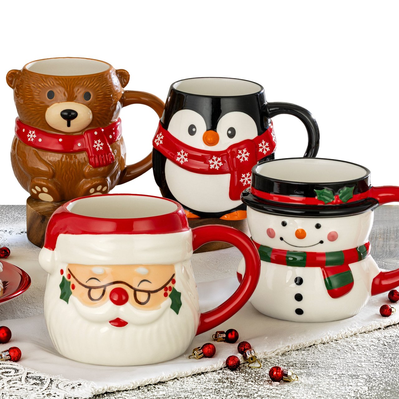 SIGNATURE HOUSEWARES CHRISTMAS MUGS 4 PACK - Image 1