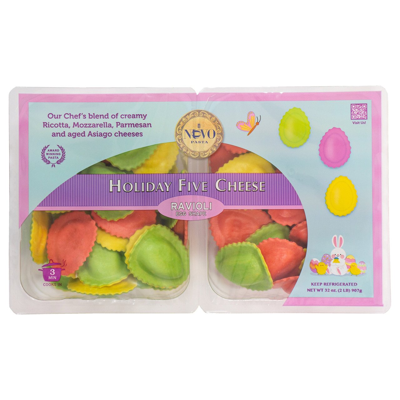 Nuovo Pasta Holiday Five Cheese Egg Shape Ravioli, 2 x 16 oz - Image 1