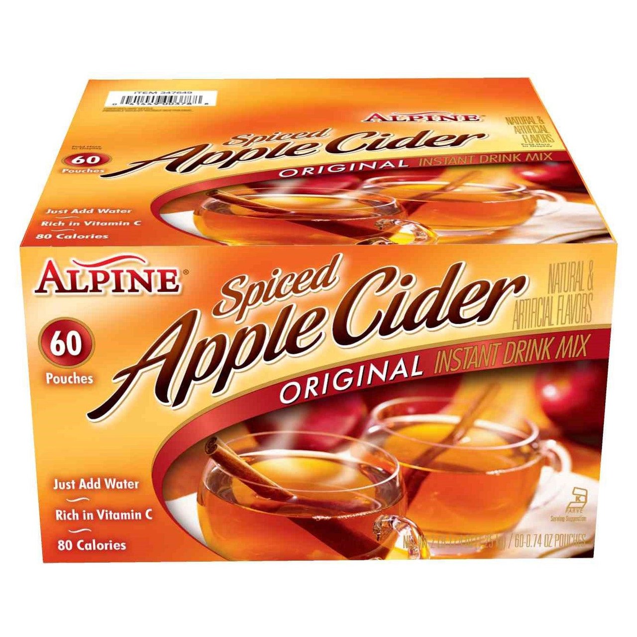 Alpine Spiced Apple Cider Mix, 60 Pouches, 0.74 oz Each - Image 1