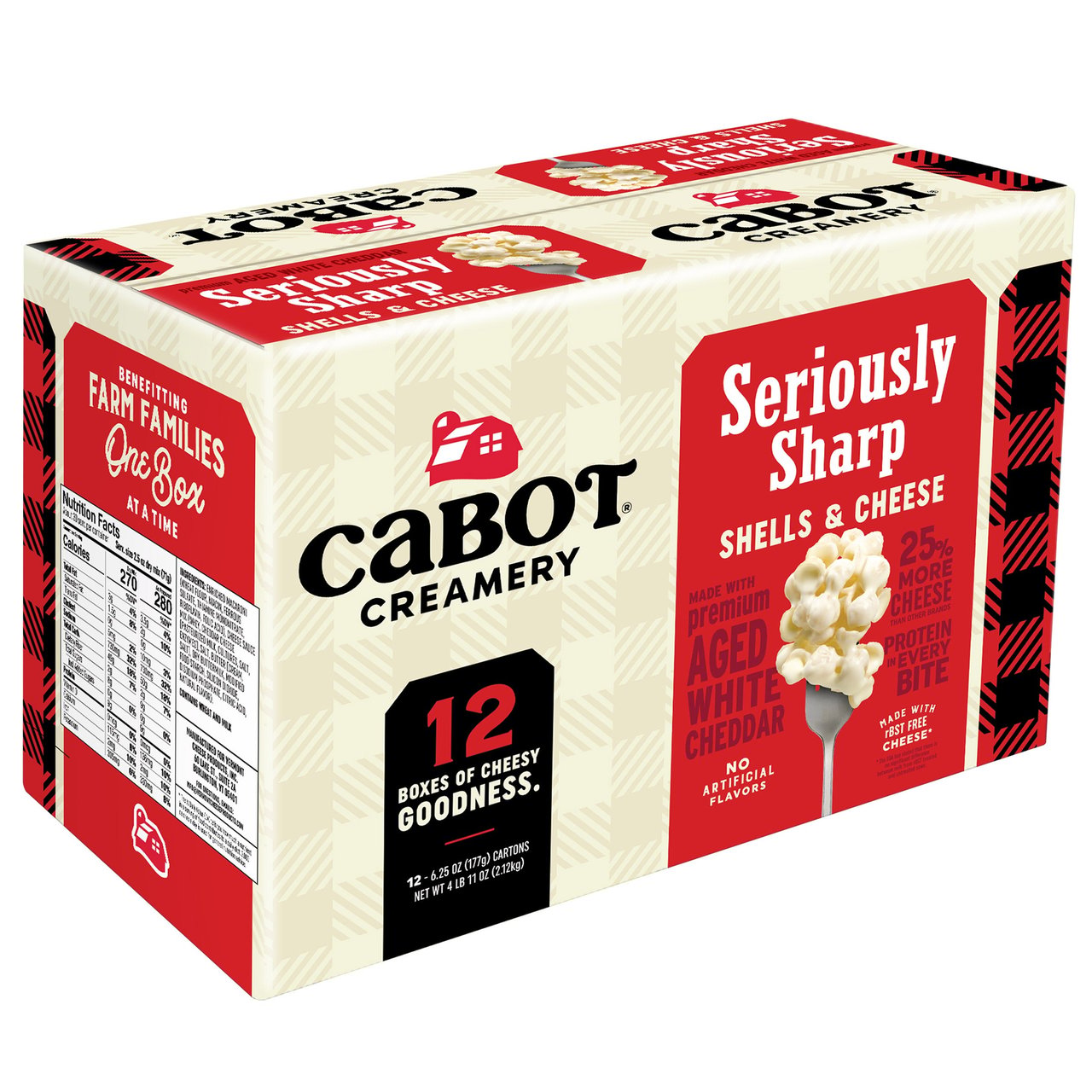 CABOT S SHARP MAC + CHEESE 12/6.25 OZ (4.7 LBS) - Image 1