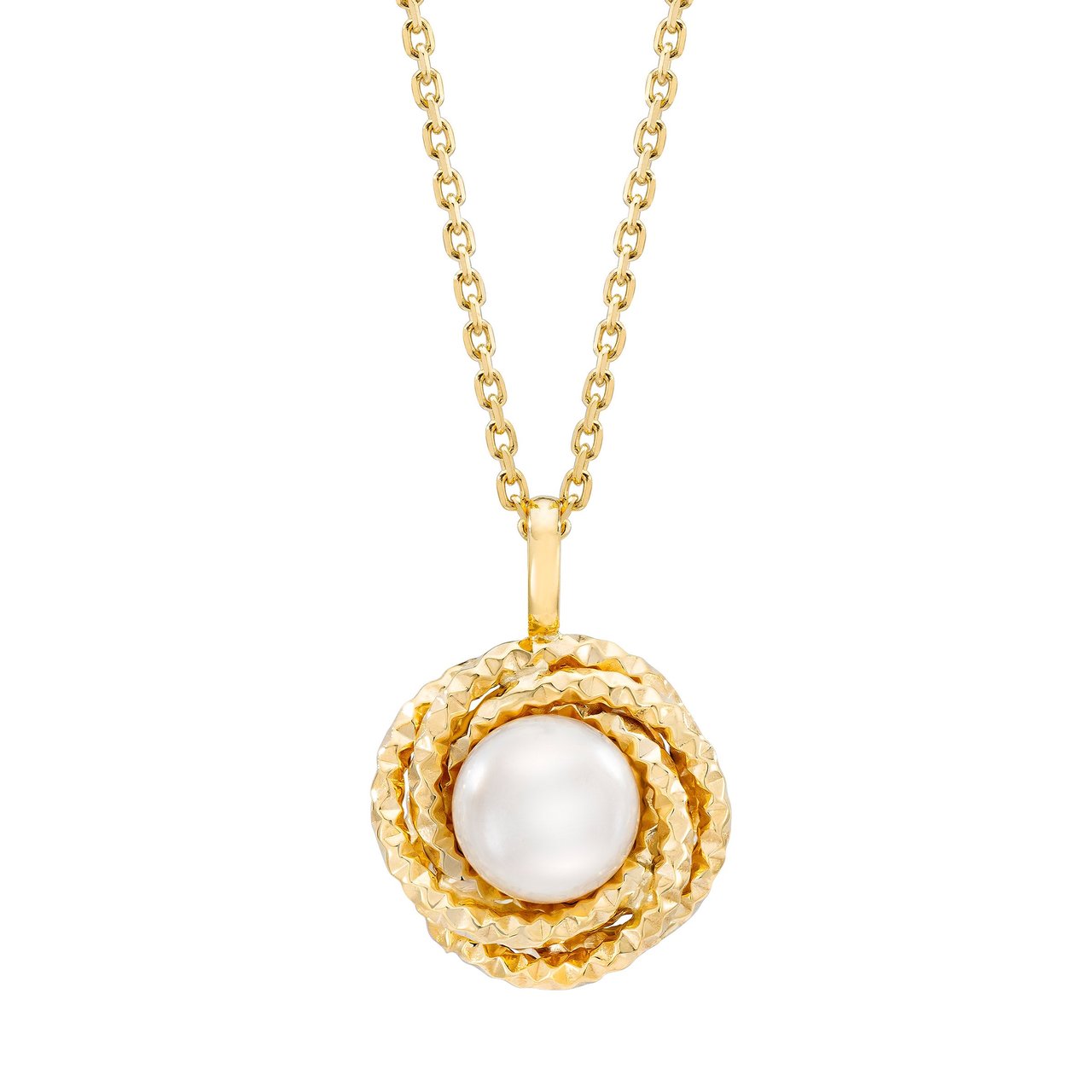 14kt Gold 7-7.5mm Freshwater Cultured Pearl Love Knot Pendant