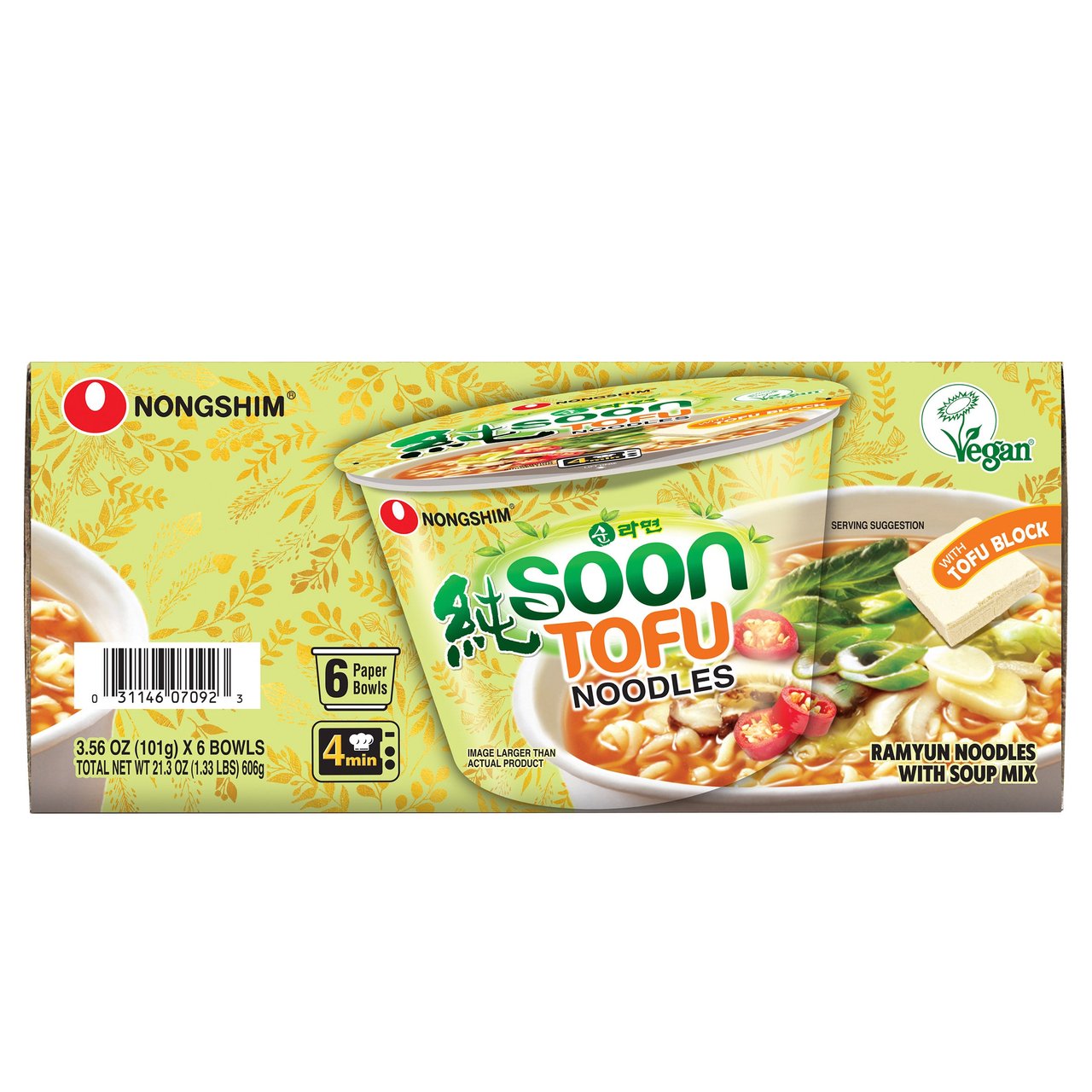 Nongshim Soon Tofu Noodles Big Cup, 3.56 oz, 6-Count