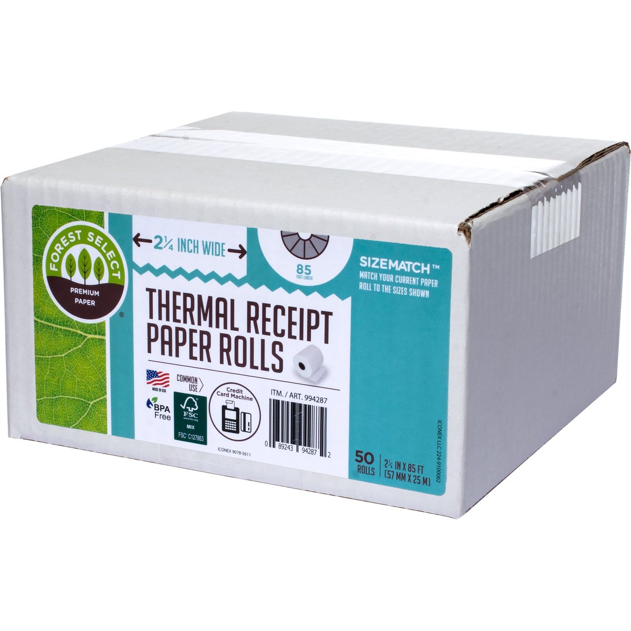 Forest Select Thermal Paper Rolls 2 1/4" x 85' 50 CT - Image 1