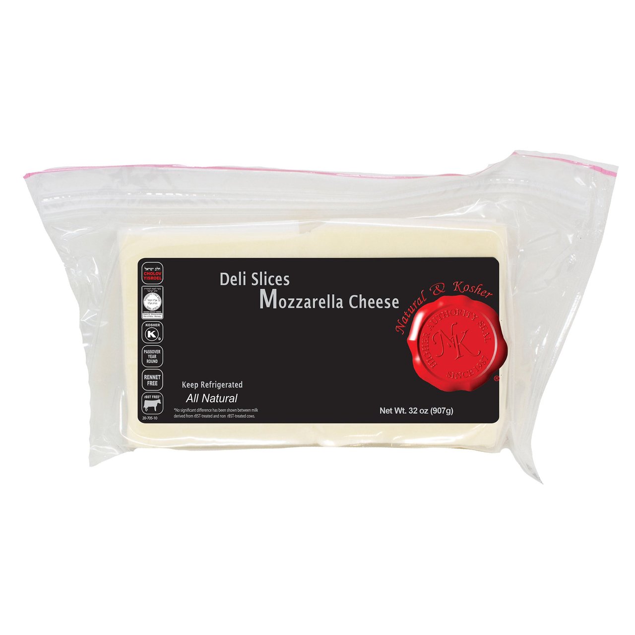 Natural & Kosher Sliced Mozzarella 32 oz (2 lbs) - Image 1