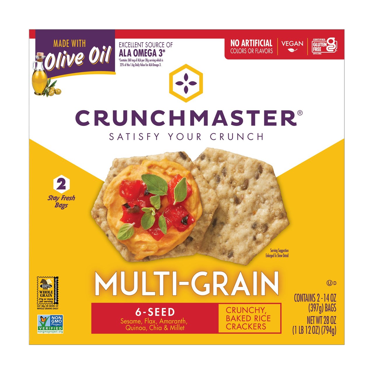 Crunchmaster Multi-Grain 6 Seed Crackers 28 Ounce Box - Image 1