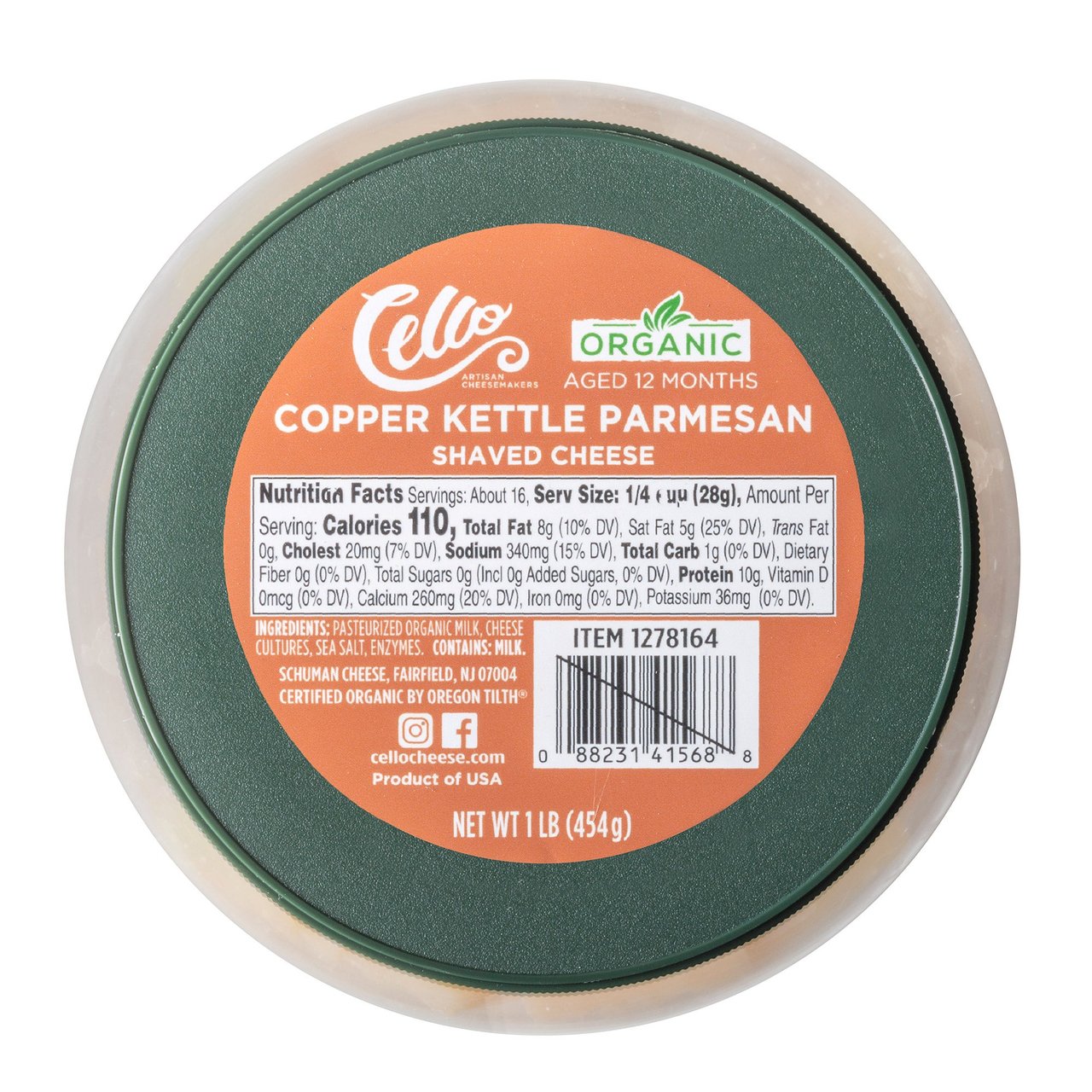 Cello Copper Kettle Organic Shaved Parmesan, 1 lb - Image 1